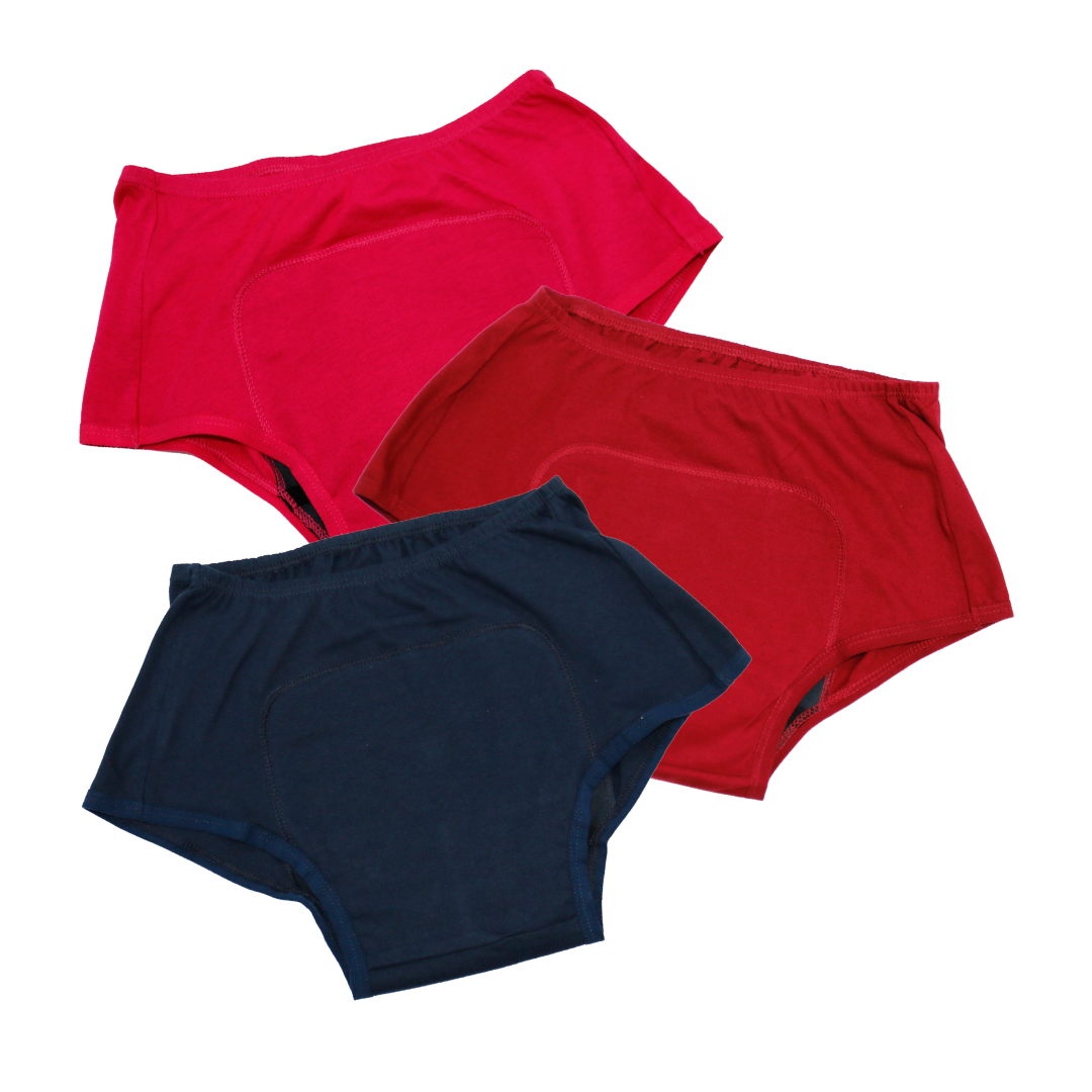 Period Panty Reusable Dark Pink, Maroon & Navy Blue