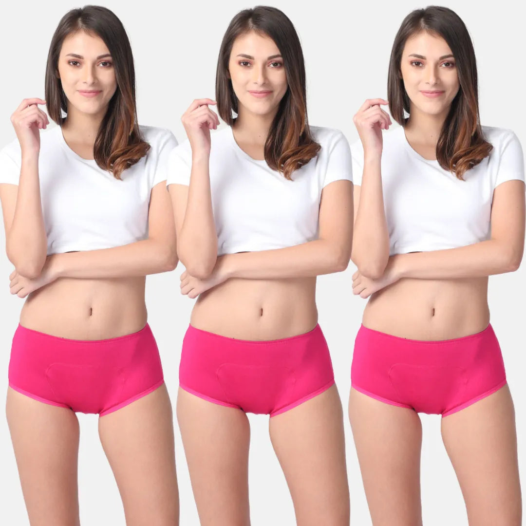 Period Panties For Heavy Flow Dark Pink Pack Of 3