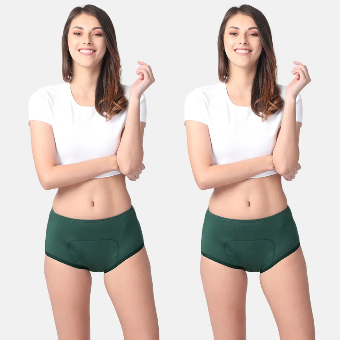 Period Panty Boxer For Women Green Pack Of 2