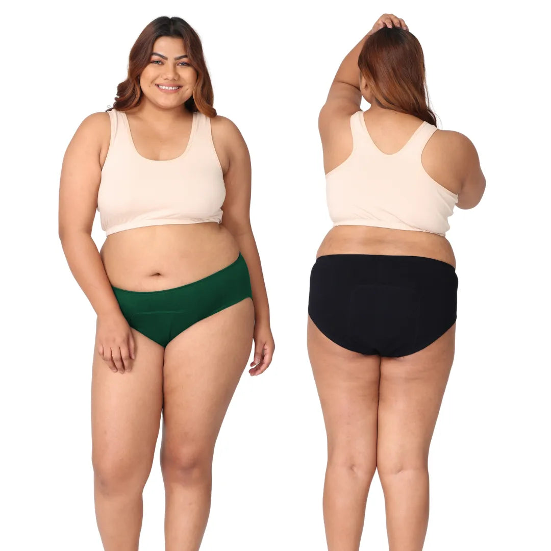 Period Panty Hipster For Women Green & Black