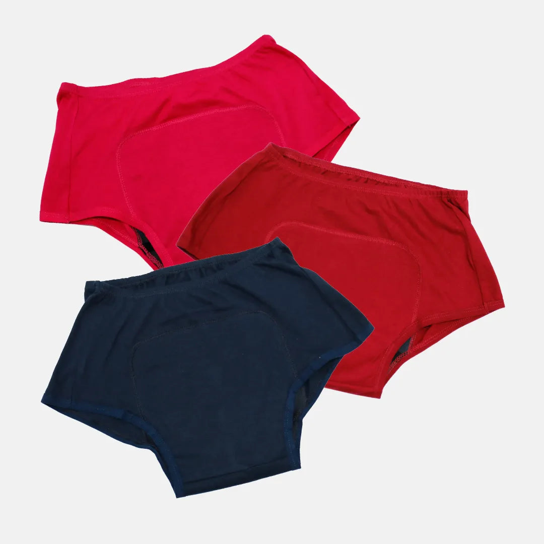 Period Panty Reusable Dark Pink, Maroon & Navy Blue