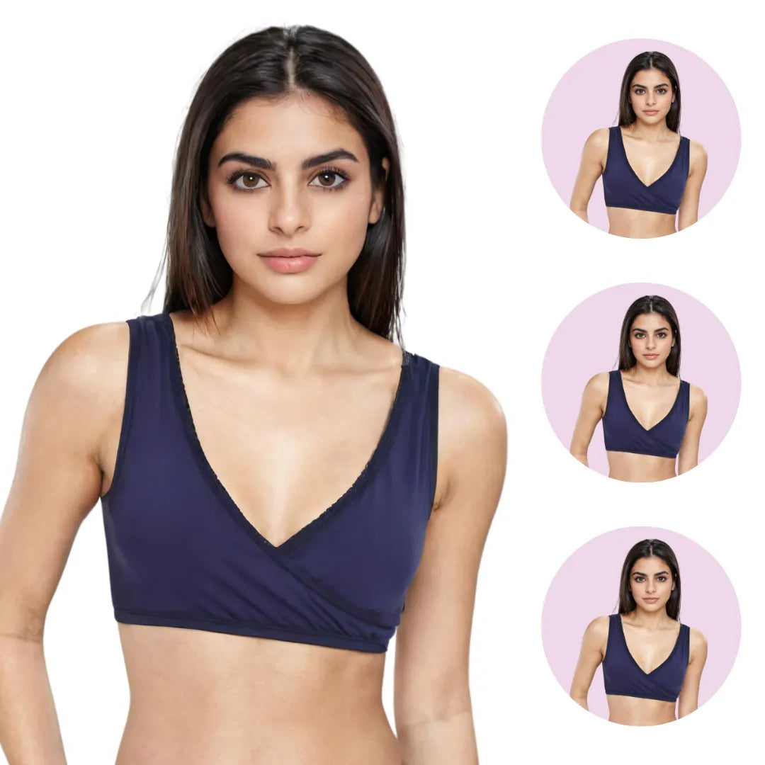 Plunge Bra For Women Navy Blue Pack Of 3