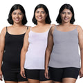 Plus Size Adjustable Strap Camisole Black, White & Grey