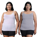 Plus Size Adjustable Strap Camisole White & Grey 