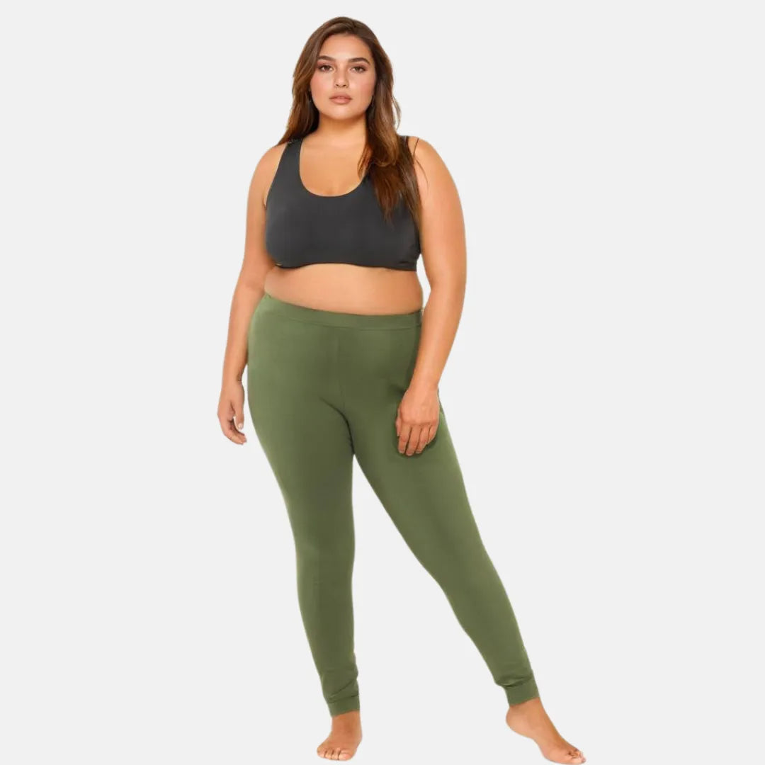 Plus Size Ankle Length Leggings _ Green