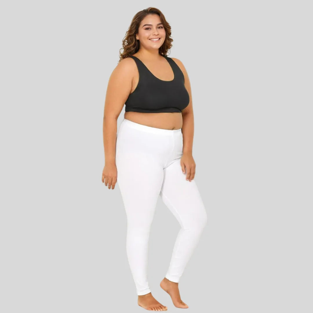 Plus Size Ankle Length Leggings _ White