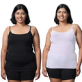 Plus Size Camisoles With Adjustable Straps Black & White