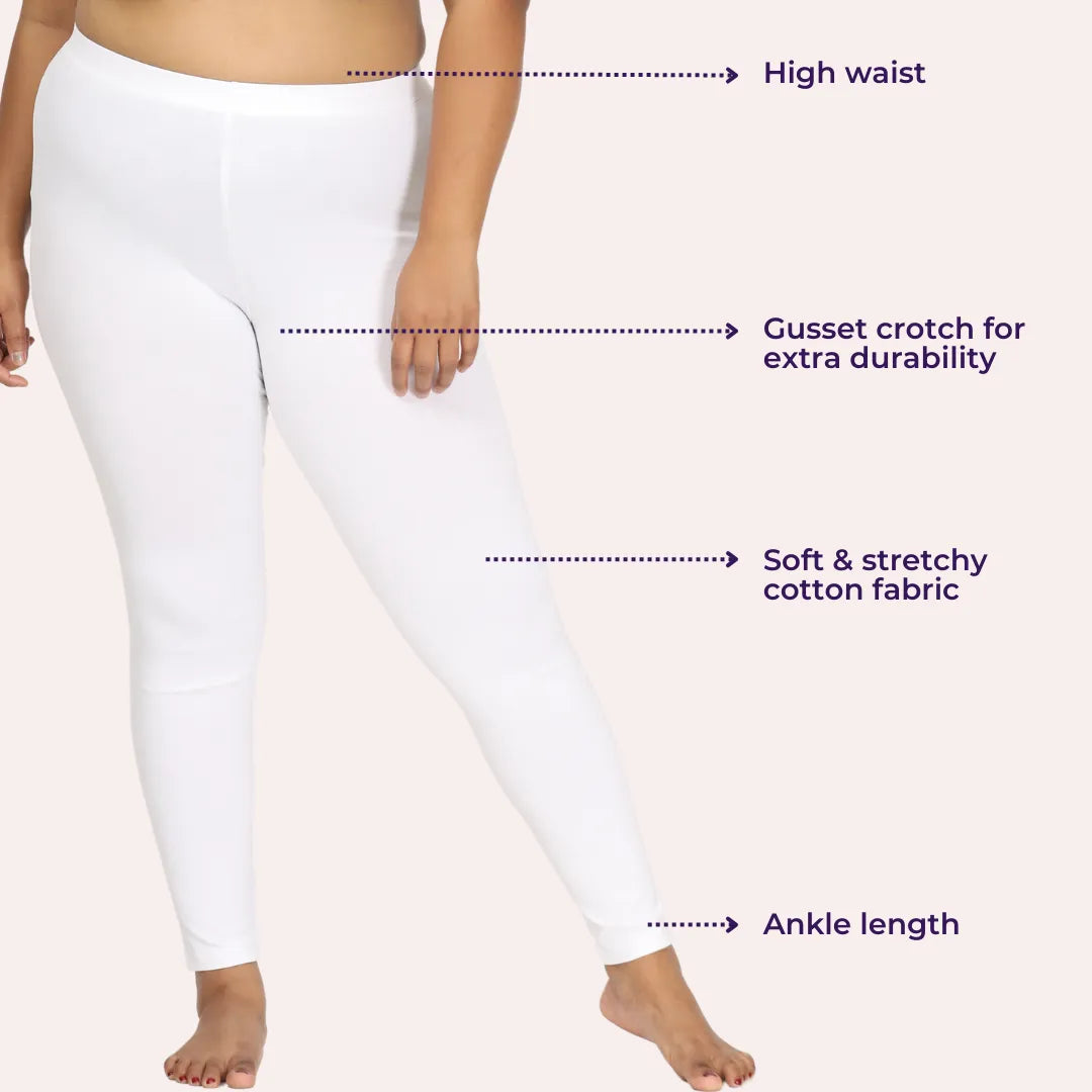 Plus Size Cotton Leggings _ White