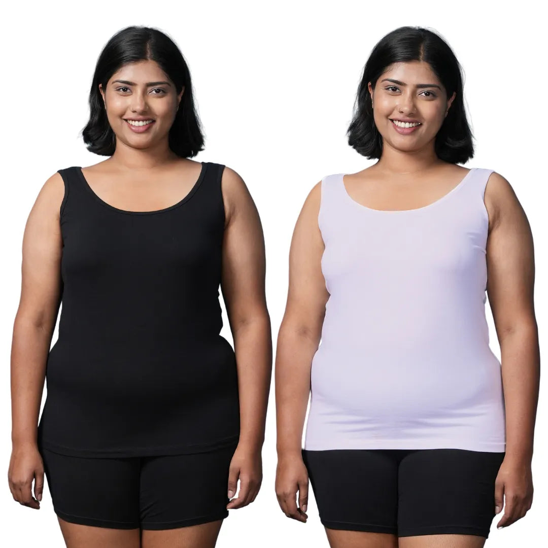 Plus Size Inner Tank Tops For Women Black & White