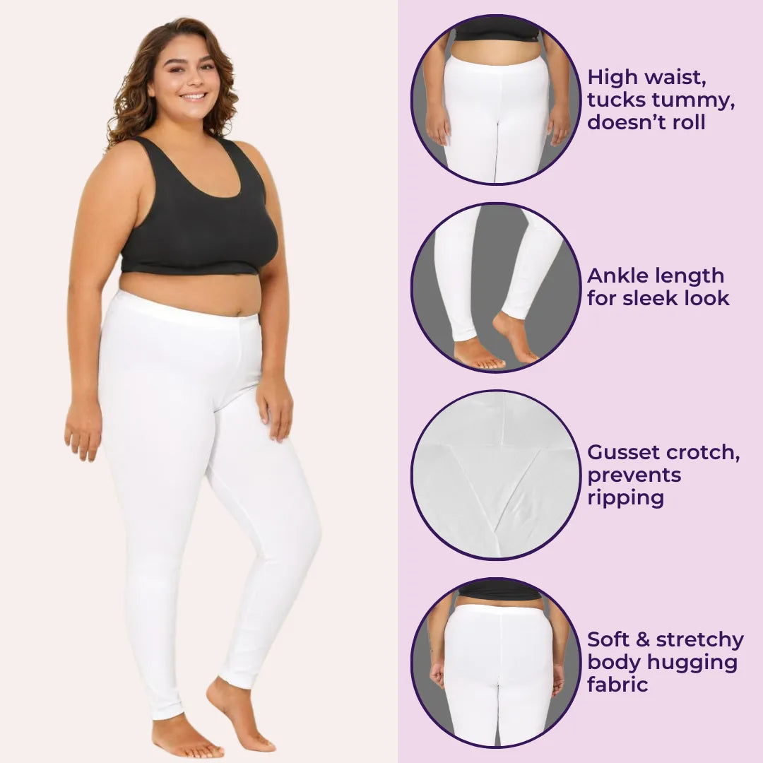 Plus Size Ankle Length Leggings _ White