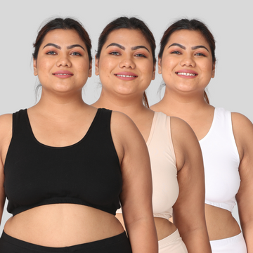 Sleep/Lounge Bra For Curvy Women | No Wires | No Padding | Racer Back For Support | 3 Pack