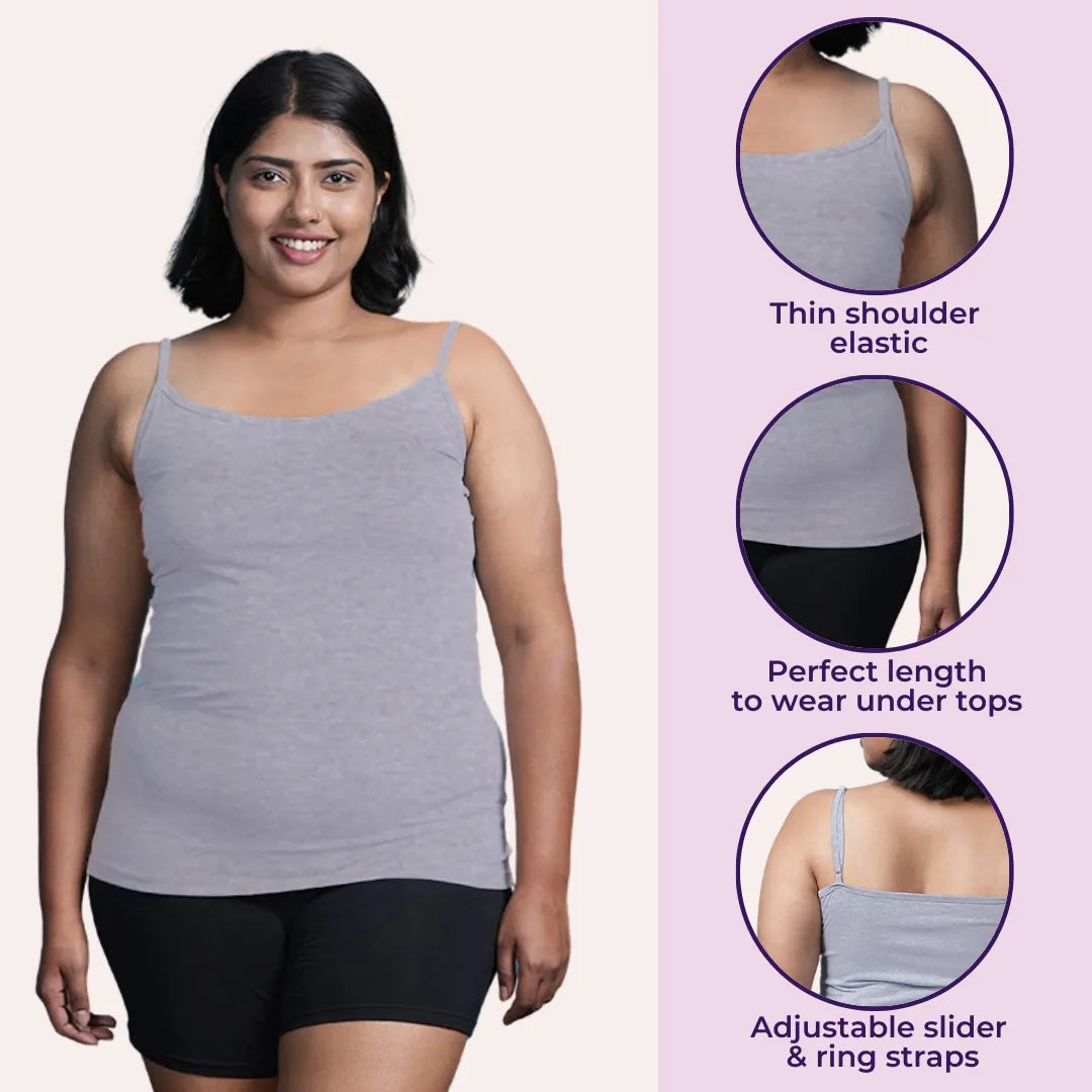 Plus Size Adjustable Strap Camisole Grey