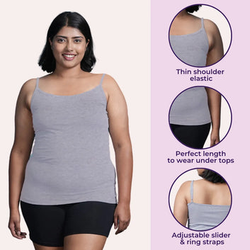 Plus Size Camisole | Soft Adjustable Shoulder Elastic | Offers Full Coverage