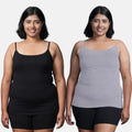 Plus Size Adjustable Strap Camisole Black & Grey