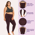 Plus Size Ankle Length Leggings - Brown
