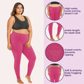 Plus Size Ankle Length Leggings - Dark Pink
