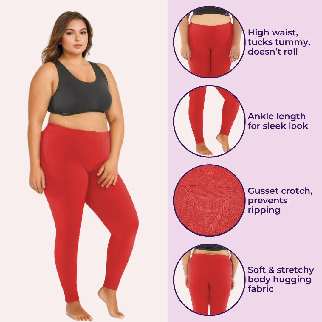Plus Size Leggings - Red