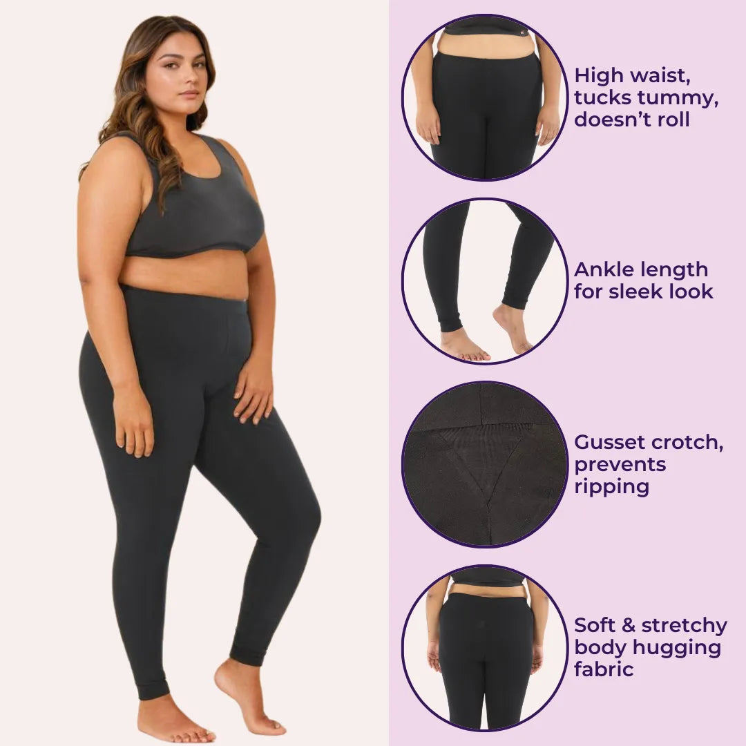 Plus Size Ankle Length Leggings _ Black