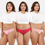 Plus Size Bikini Panties - Dark Pink,Light Pink,Peach