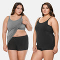 Plus Size Built In Bra Camisole Steel Grey & Black
