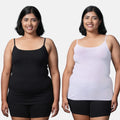 Plus Size Camisoles With Adjustable Straps Black & White