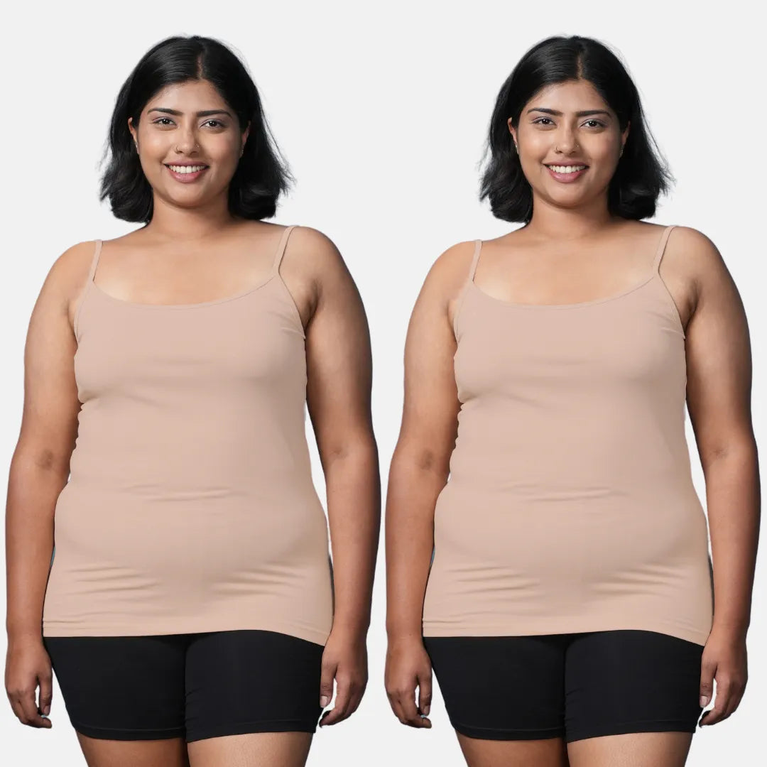 Plus Size Camisoles With Adjustable Straps Skin Pack Of 2