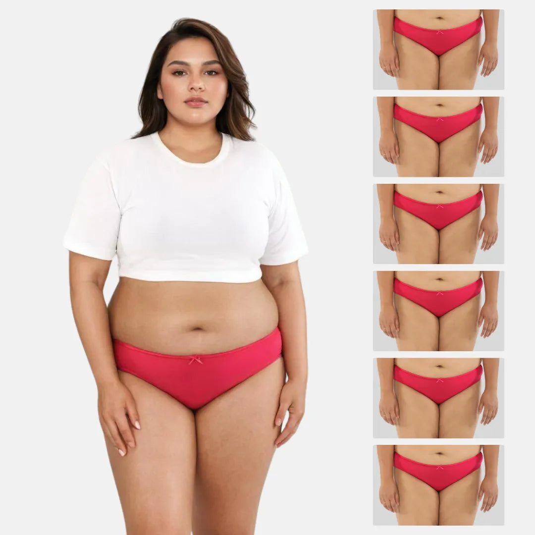 Plus Size Cotton Bikini Panties - Dark Pink