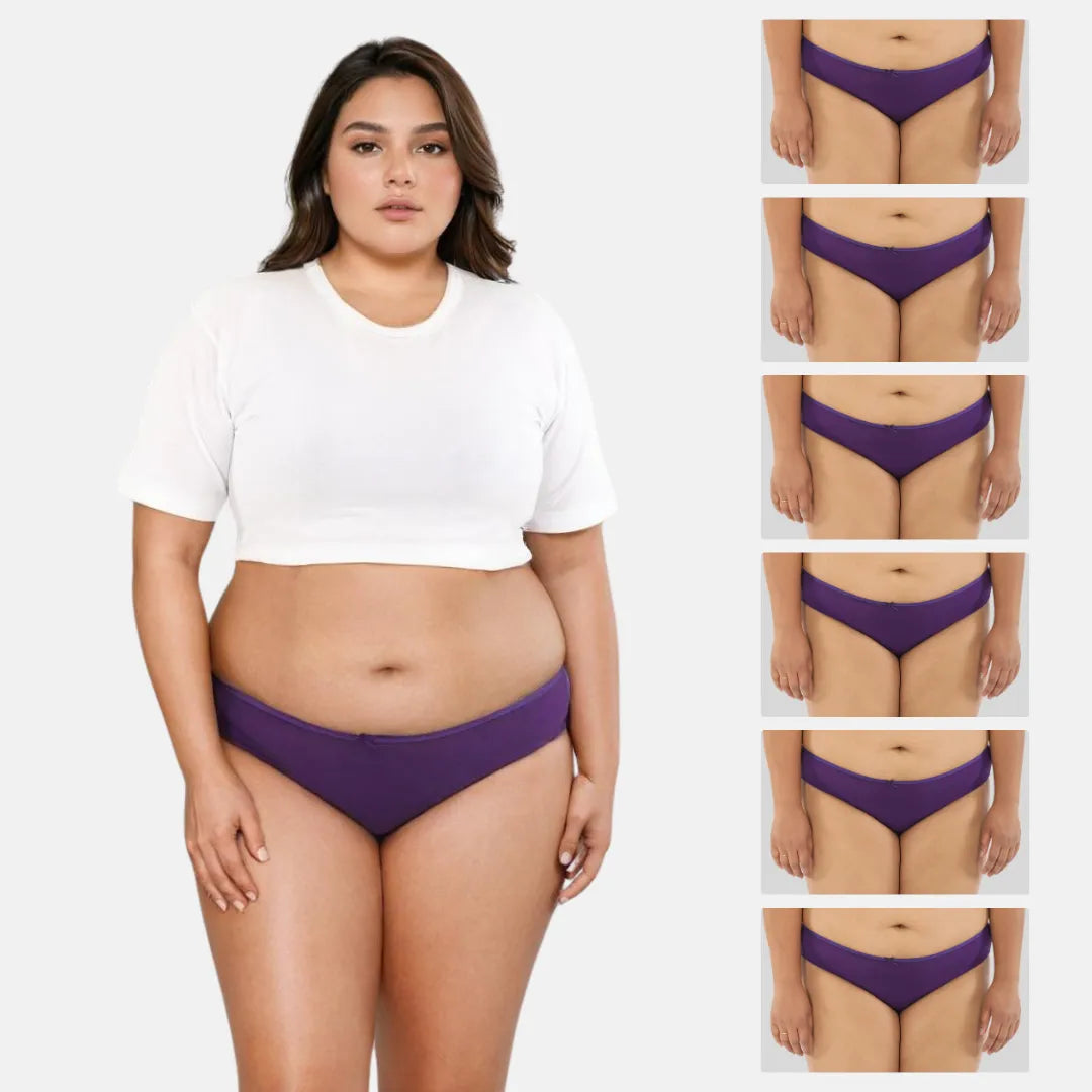 Plus Size Cotton Bikini Underwear - Magenta