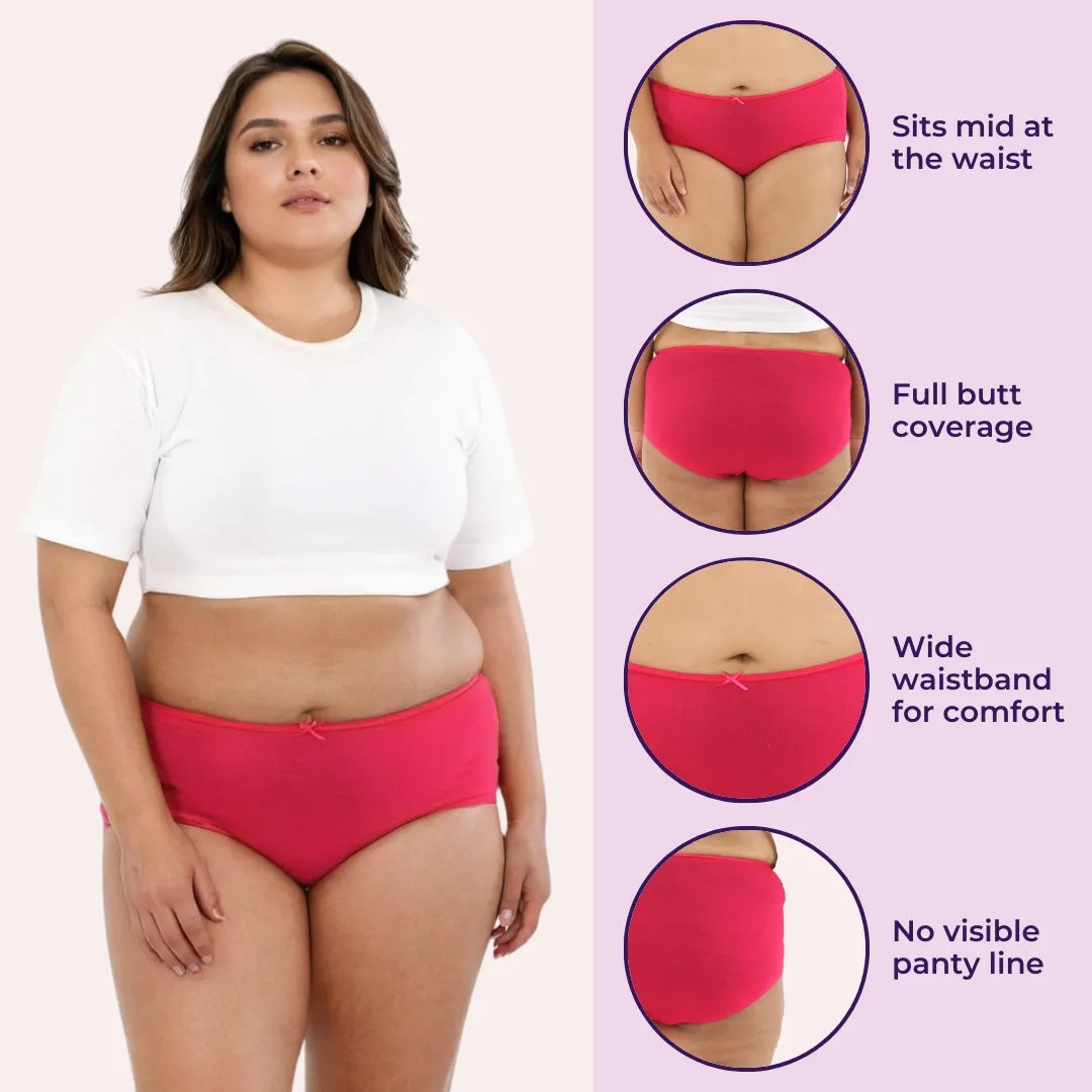 Plus Size Hipster Panties _ Dark Pink, Light Pink & Peach