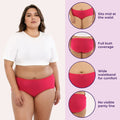 Plus Size Cotton Hipster Panties _ Dark Pink