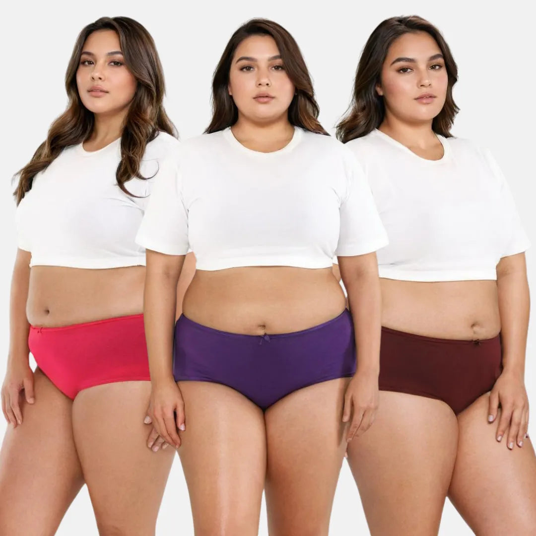 Plus Size Hipster Panties -Dark Pink, Magenta & Wine