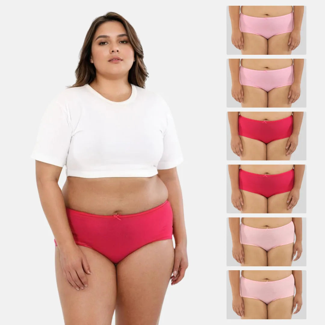 Plus Size Hipster Underwear - Dark Pink,Light Pink & Peach