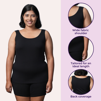 Plus Size Inner Tank Tops | Wide Fabric Shoulder | Round Neckline | Offers Full Coverage | Pack Of 2