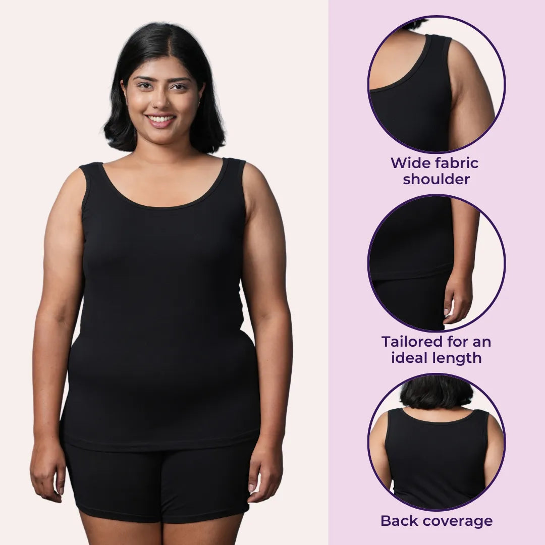 Women Plus Size Inner Tank Top Black & Skin