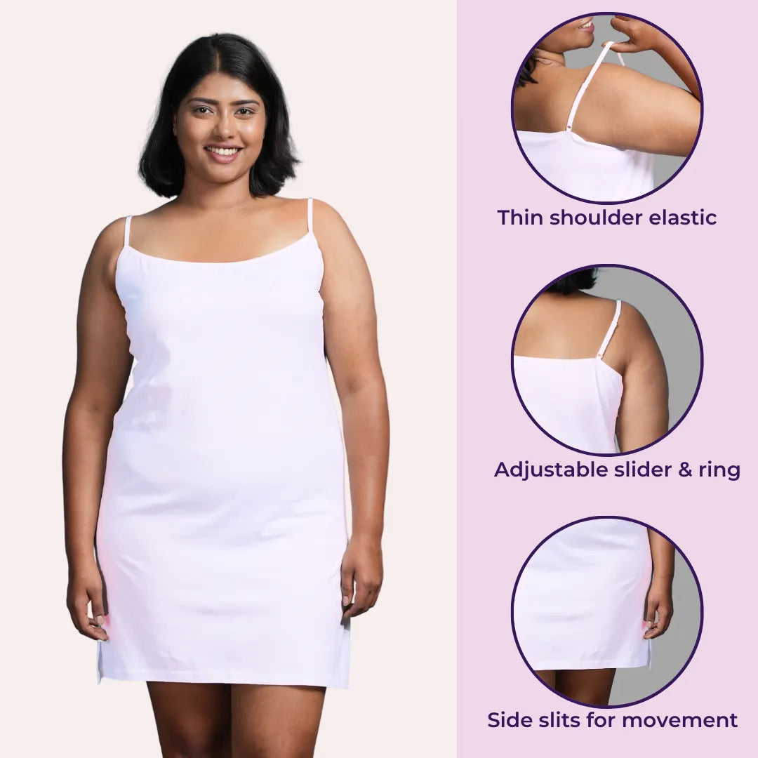 Plus Size Kurta Inner Slip White Pack Of 3