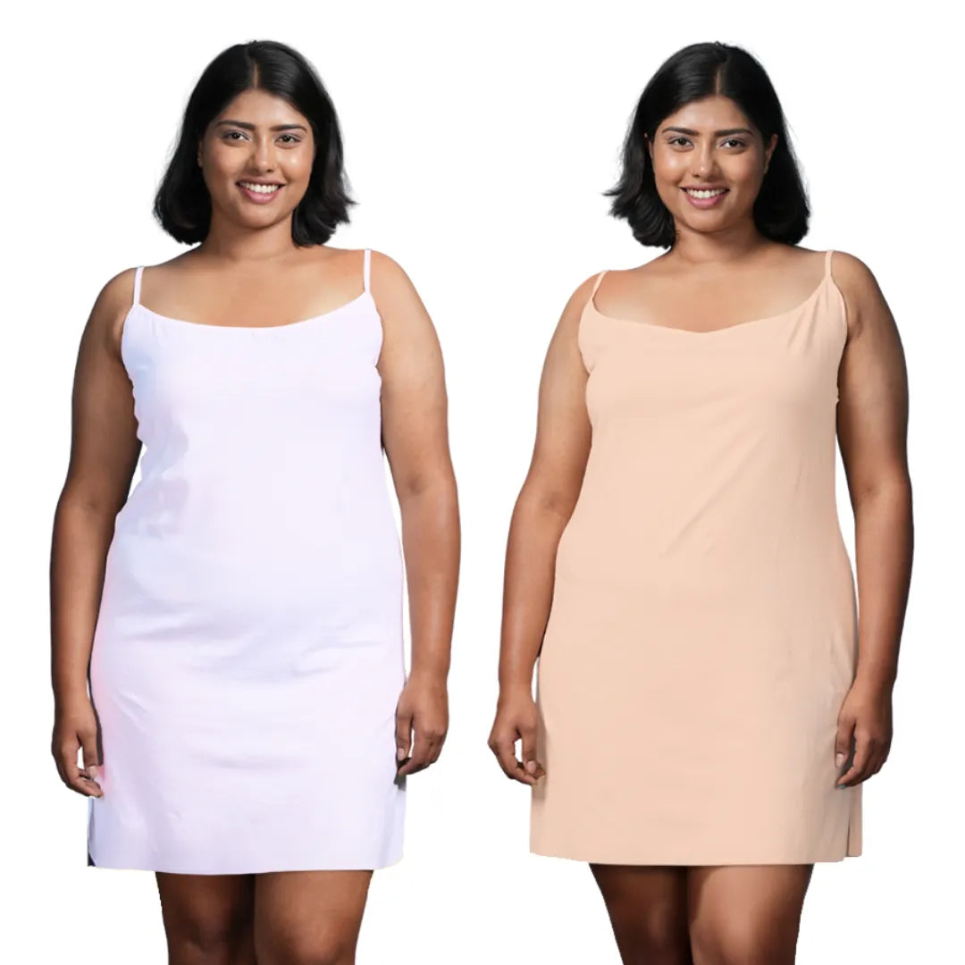 Plus Size Kurta Inner Slip  White & Skin