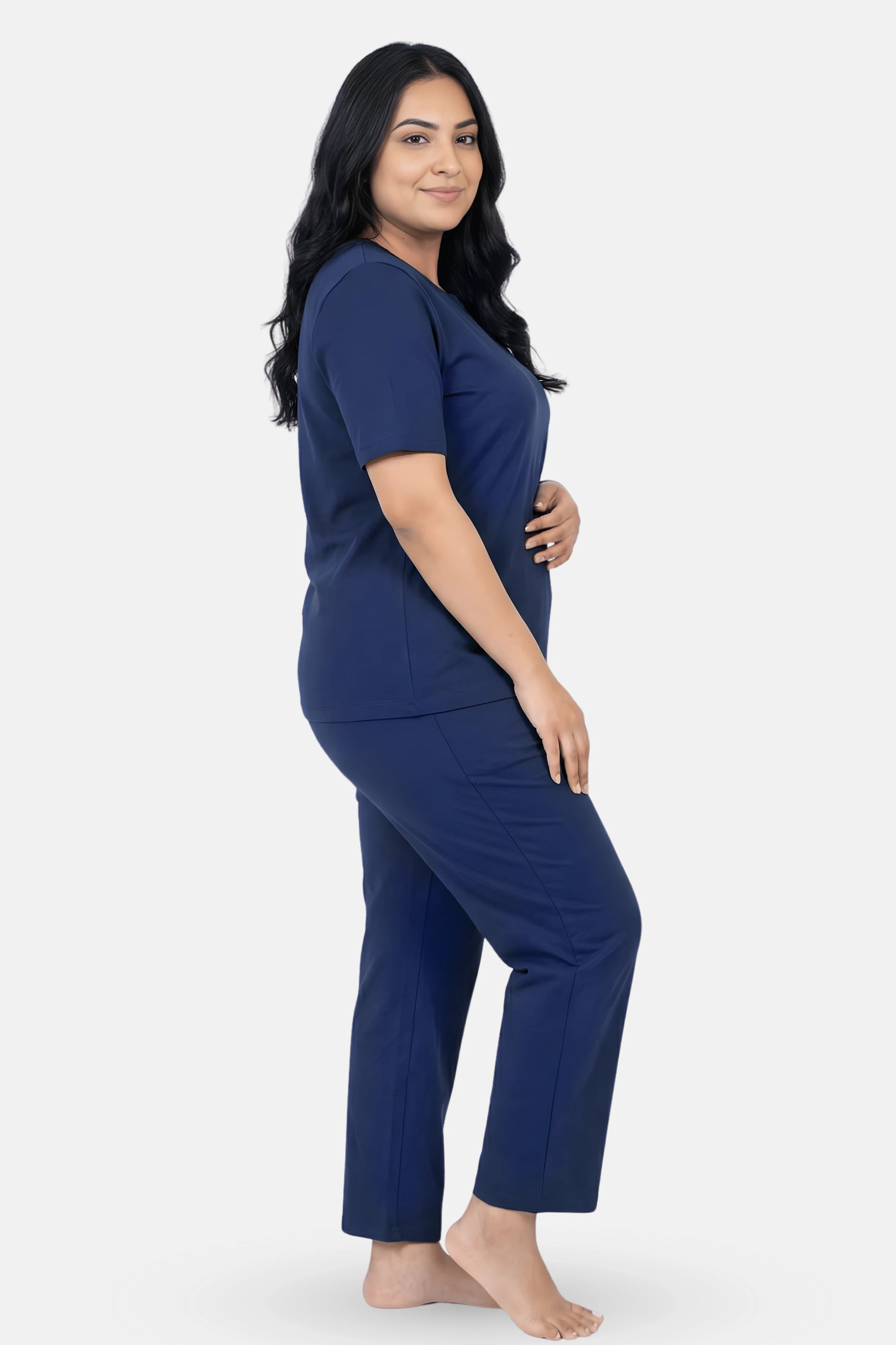 Woman wearing a airforce navy outfit