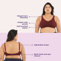 Plus size bra for regular use - Wine