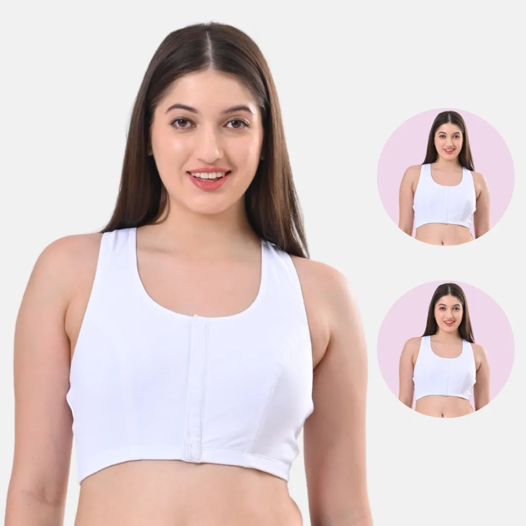 Post Surgery Bra Combo White Pack Of 2