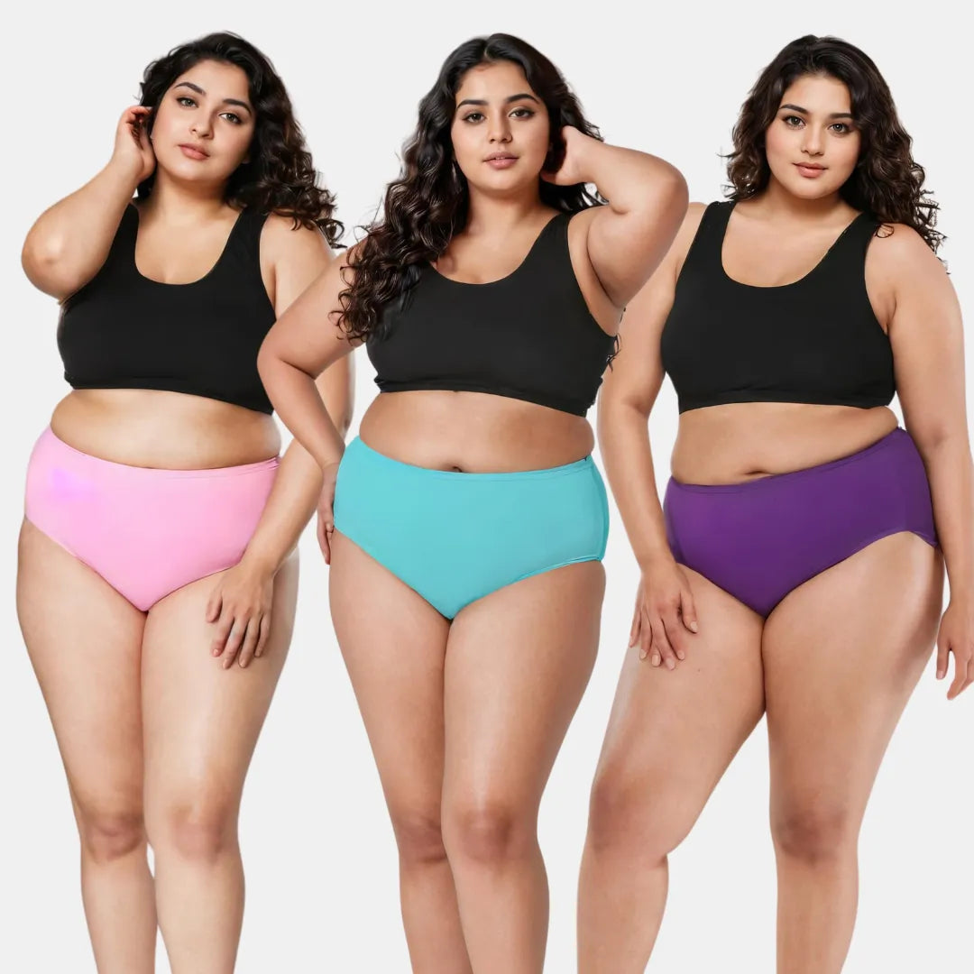 Pure Cotton Panties Light Pink, Light Blue & Magenta