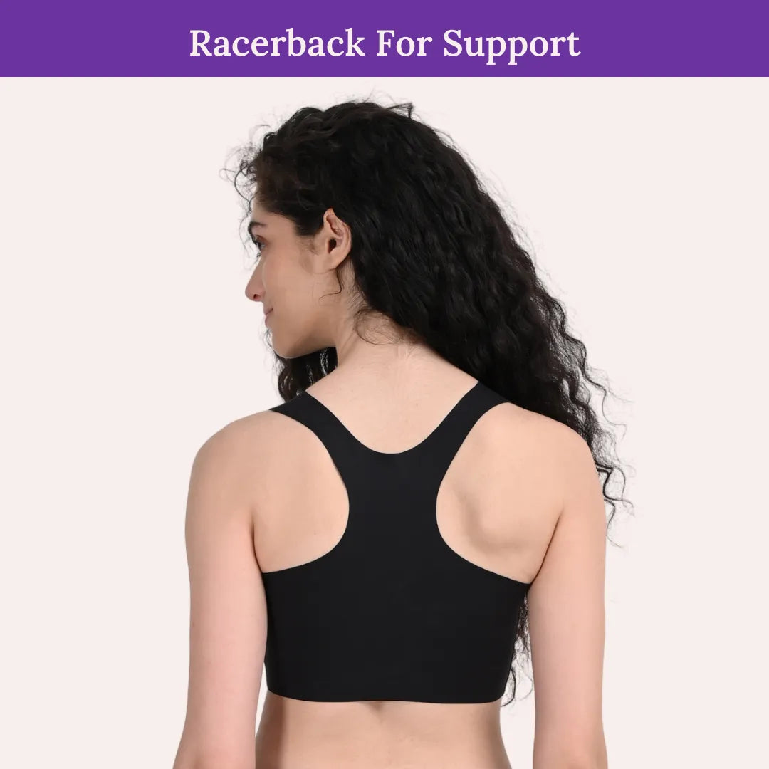 Comfortable Sports Bra Black & Mesa Rose