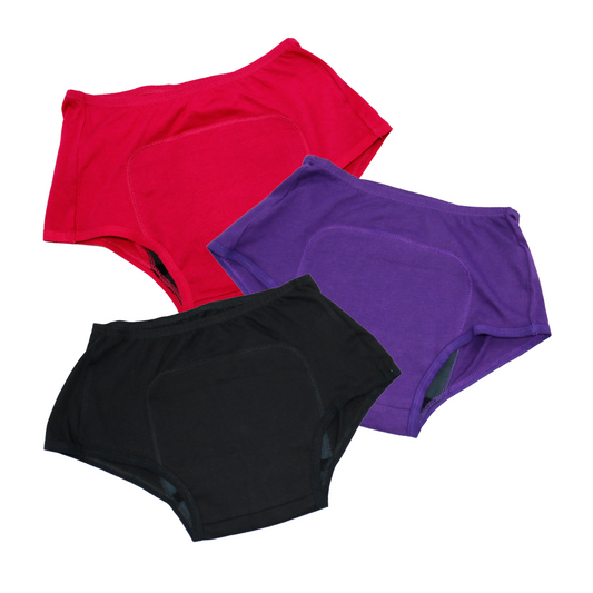Teen Period Panties | Boxer Fit For Heavy Flow | Prevents Front, Back & Inner Thigh Stains | 3 Pack