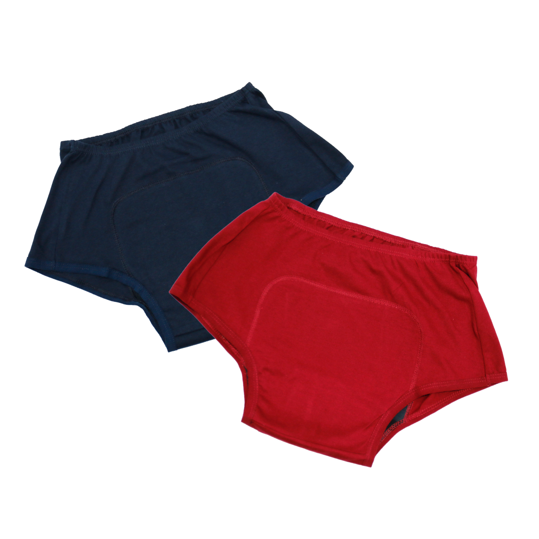 Reusable Teen Boxer Period Panties Navy Blue & Maroon