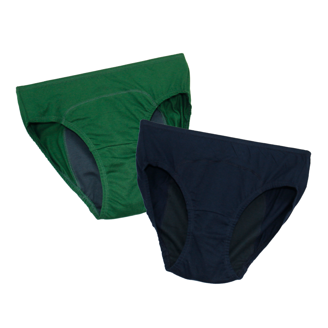 Reusable Teen Period Panties Green & Navy Blue