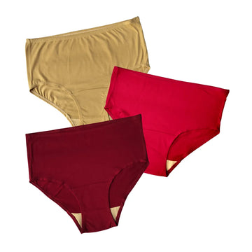 Senior Women Hygiene Panty High Waist Skin, Dark Pink & Maroon