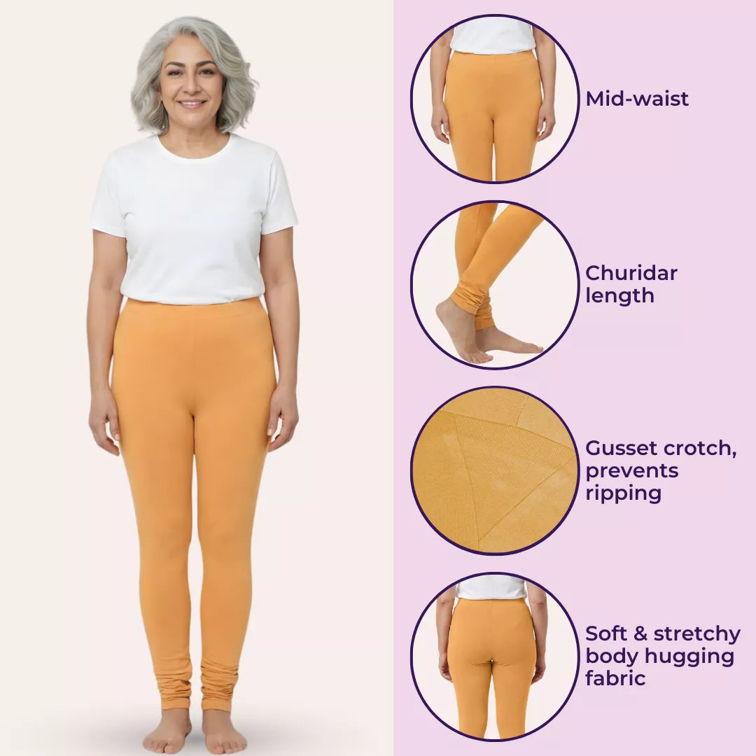 Elderly Women Churidars Caramel