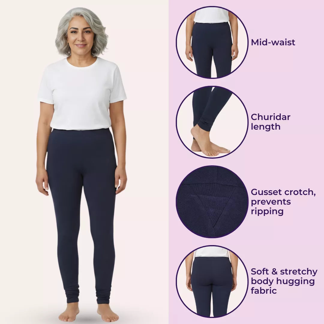 Elderly Women Churidars Navy Blue