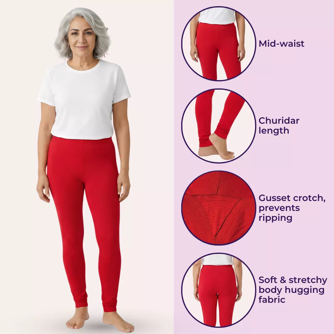 Elderly Women Churidars Red