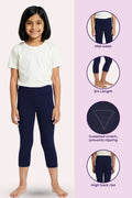 Girls Short Leggings Features-Navy Blue