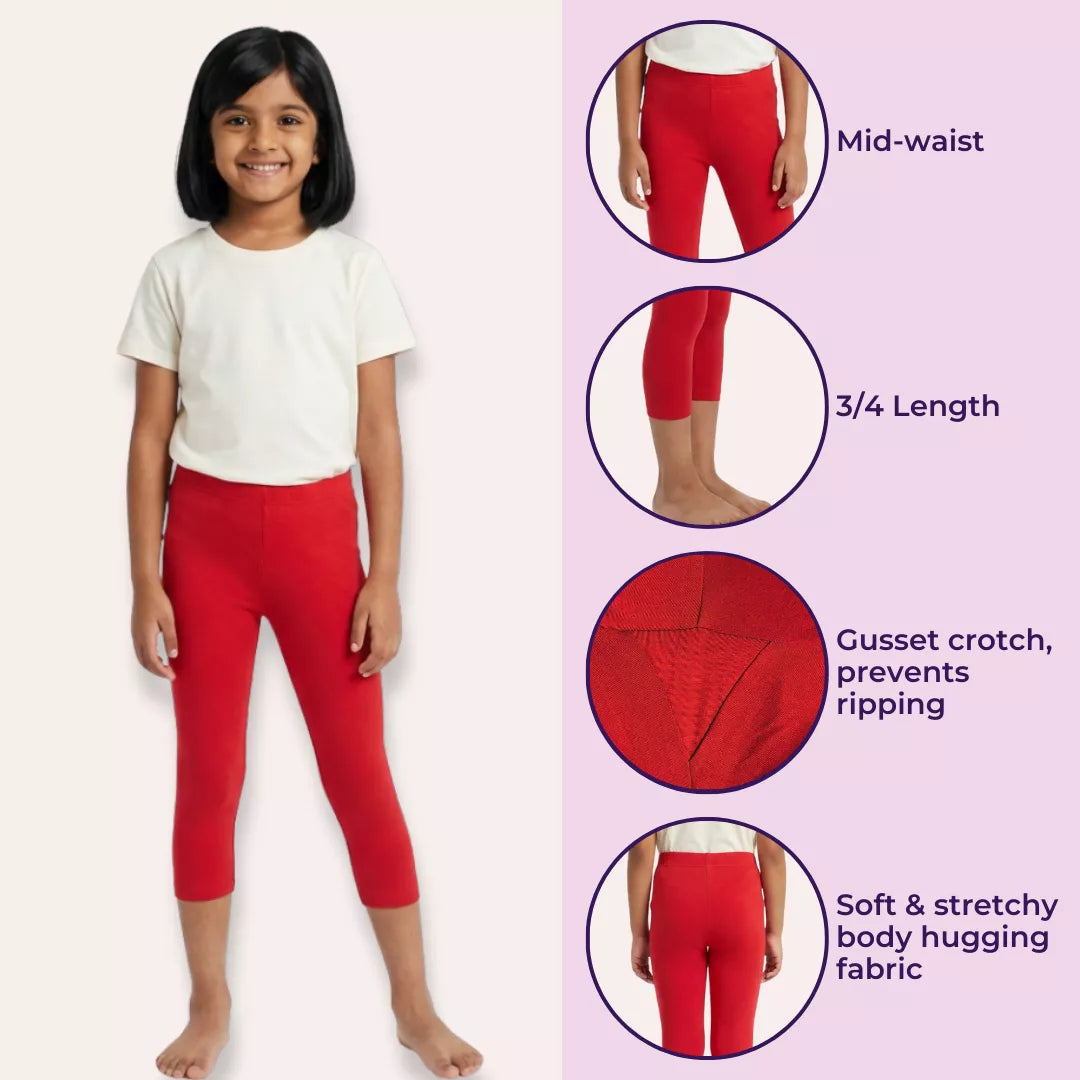 Short Leggings For Girls  Features Red
